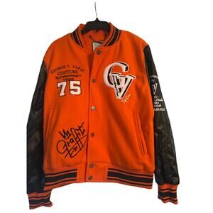 NWT George V Paris Varsity Lettermen's Jacket Orange/Black Size Large